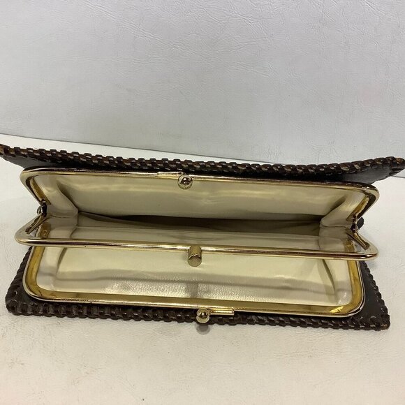 Vintage Handmade Hand Tooled Brown Leather Wallet 7 1/2" x 3 1/2" - Picture 6 of 10